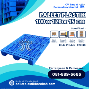 Pallet Plastik Bekas/Baru 100x120x15 cm - EBM30