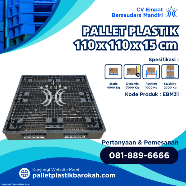 Pallet Plastik Bekas/Baru 110x110x15 cm - EBM31