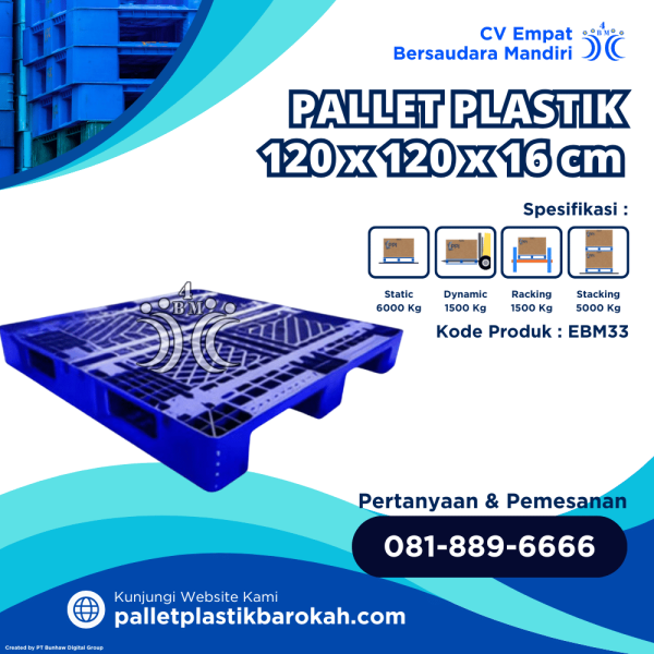 Pallet Plastik Bekas/Baru 120x120x16 cm - EBM33