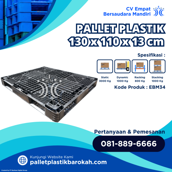Pallet Plastik Bekas/Baru 130x110x13 cm - EBM34